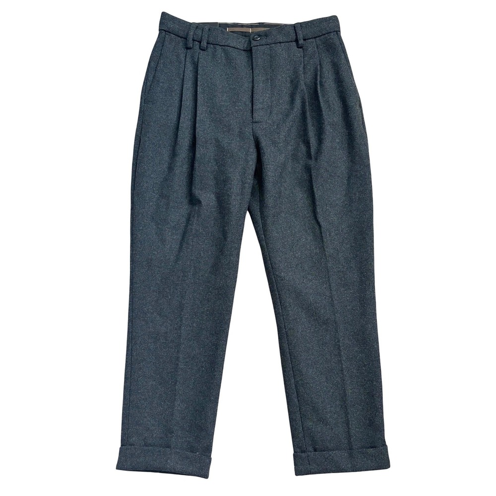 Banana Republic Wool Flannel Blend Pleated Pant Men 31x30 Gray Charcoal Cuffed